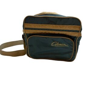 Coleman Vintage Teal Tan Cooler Bag - Insulated Lunch Travel‎ Tote
